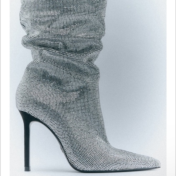 Zara Silver Heeled Boots - Picture 6 of 6